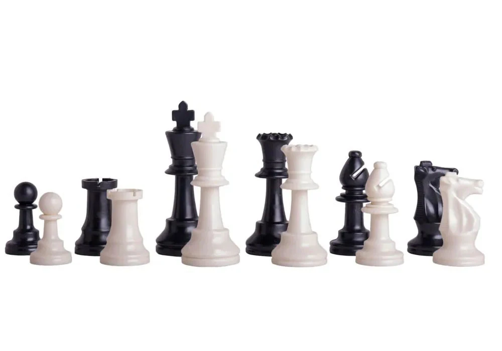 10 x Black & Ivory Regulation Plastic Chessmen - Triple Weighted