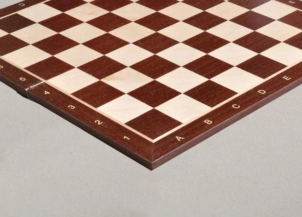 African Palisander & Maple Folding Wooden Chess Board - 2.25" With Notation & Logo - Image 2