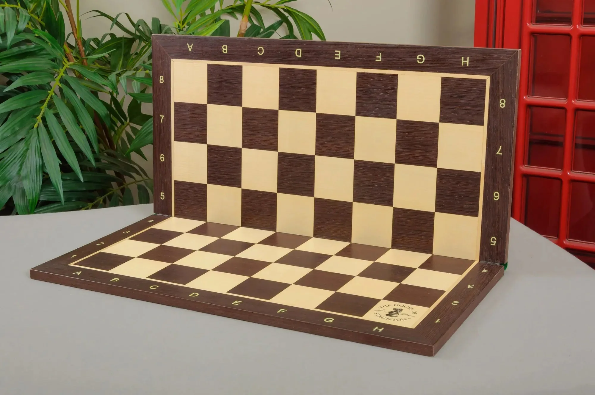 African Palisander & Maple Folding Wooden Chess Board - 2.25" With Notation & Logo - Image 4