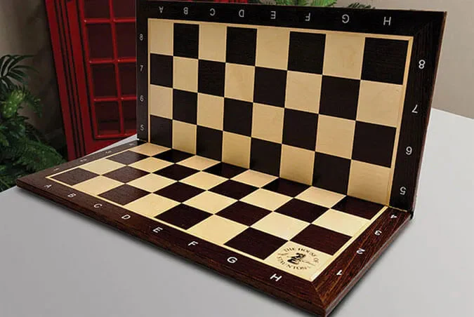 African Palisander & Maple Folding Wooden Tournament Chess Board - 2.25" With Notation & Logo