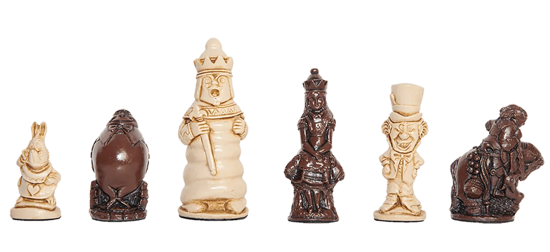 Alice in Wonderland Chess Pieces - 3.5" King - Brown & Natural
