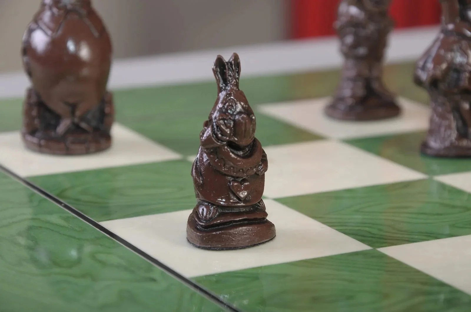Alice in Wonderland Chess Pieces - 3.5" King - Brown & Natural - Image 6