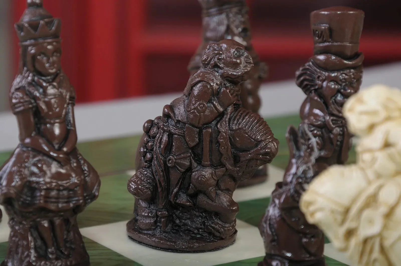 Alice in Wonderland Chess Pieces - 3.5" King - Brown & Natural - Image 8