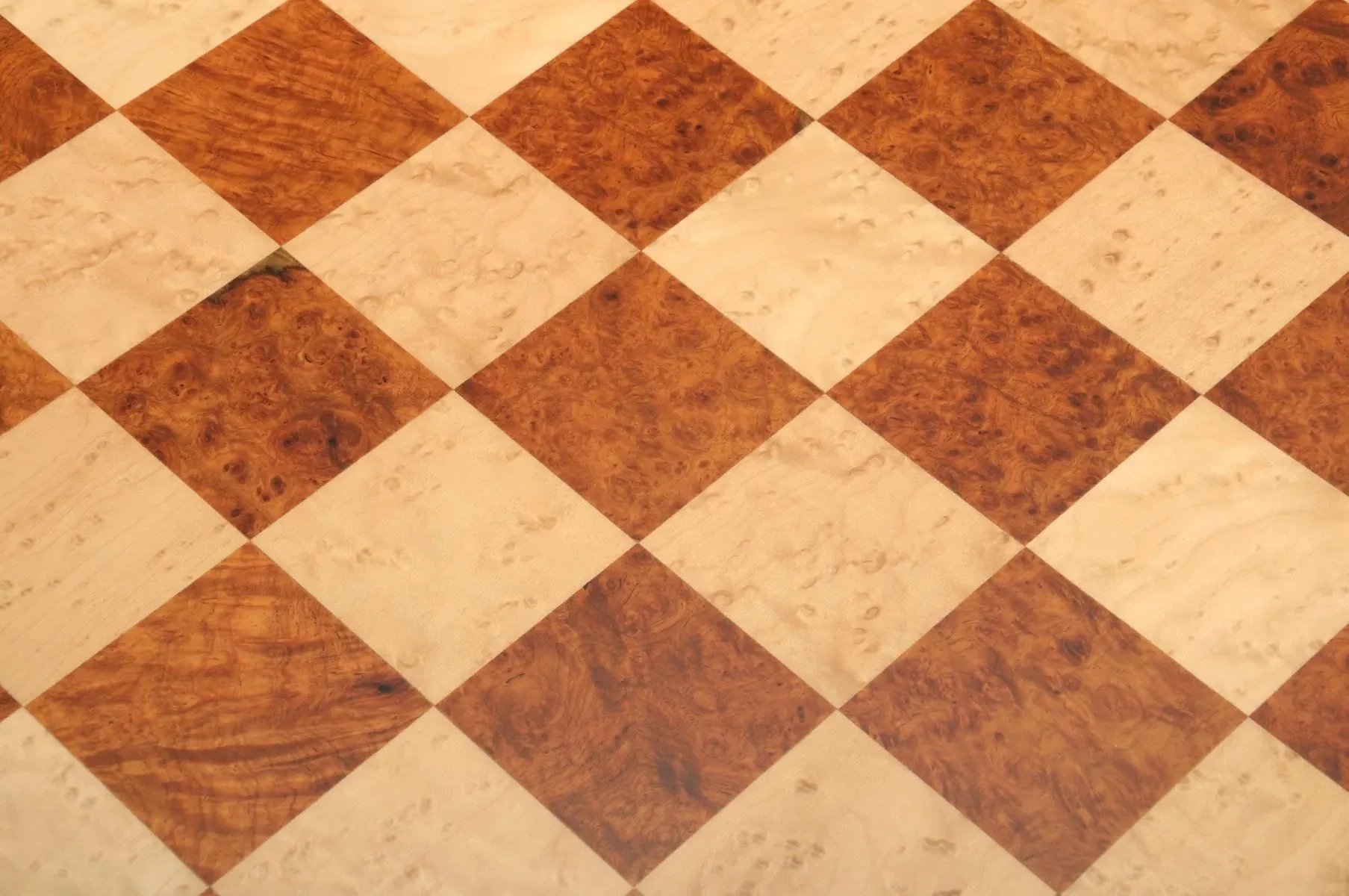 Amboyna Burl, Genuine Ebony & Bird's Eye Maple Custom Contemporary II Chess Board - Image 3
