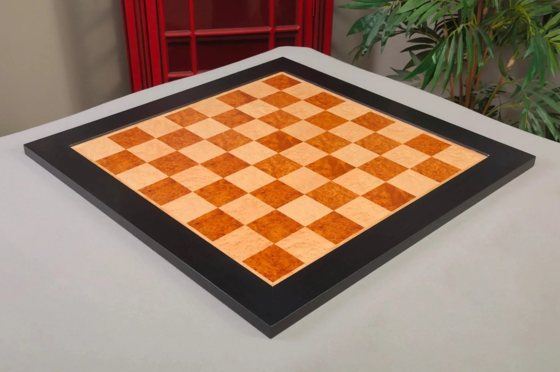 Amboyna Burl, Genuine Ebony & Bird's Eye Maple Signature Traditional Chess Board - 2.5"