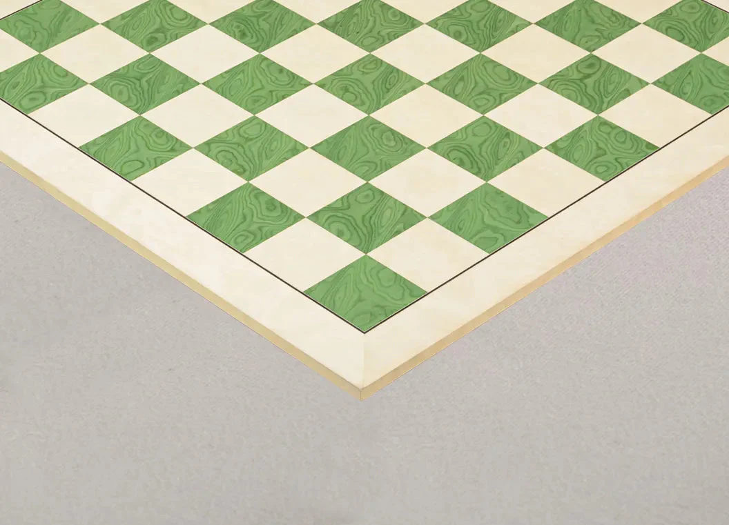 Bird's Eye Maple and Greenwood Standard Traditional Chess Board - 3" Squares - Image 2