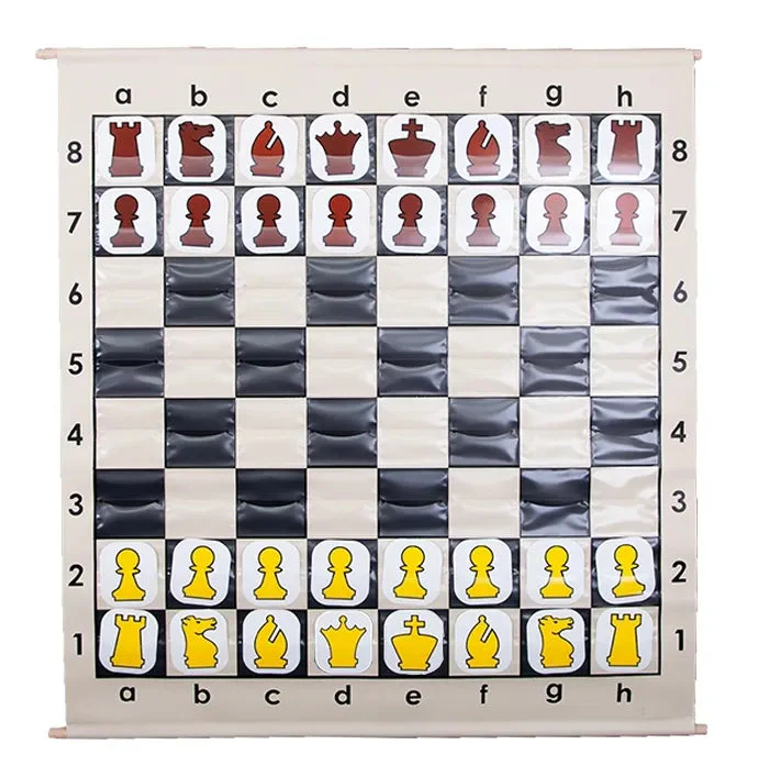 Black - 28" Pouch-Style Chess Demonstration Set with Deluxe Carrying Bag - White Plastic Pieces