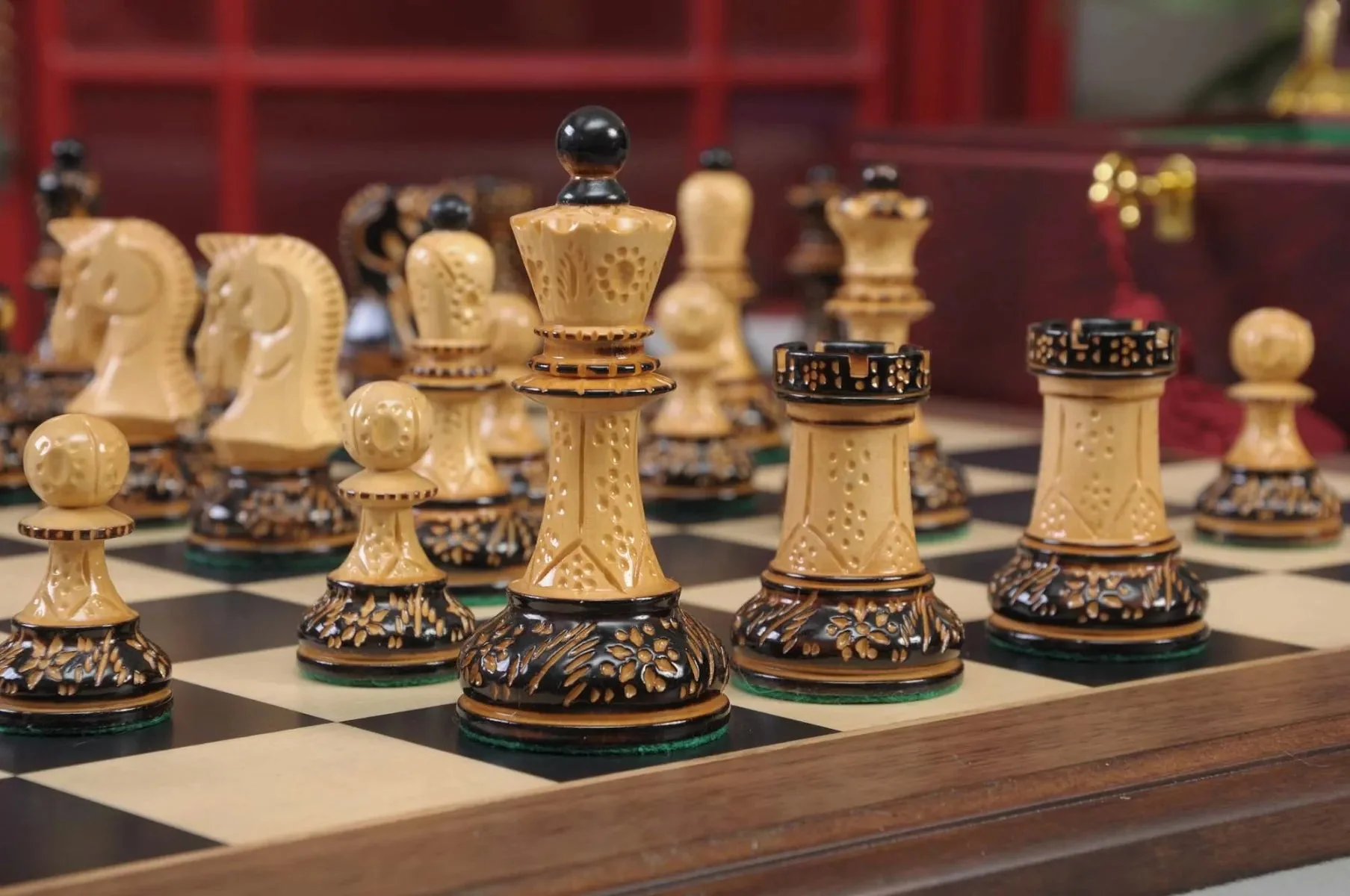 The Burnt Dubrovnik Series Chess Set, Box, & Board Combination - Image 2