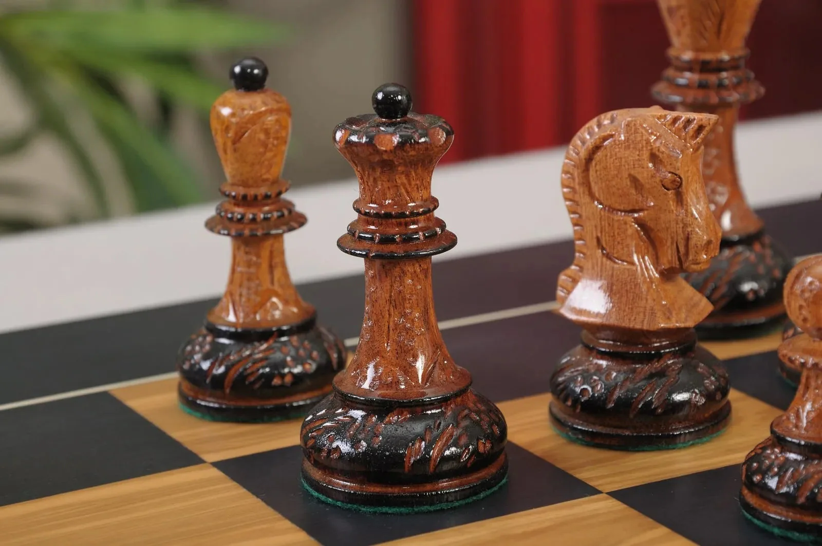 The Burnt Golden Rosewood Dubrovnik Series Chess Set, Box, & Satin Board Combination - Image 7