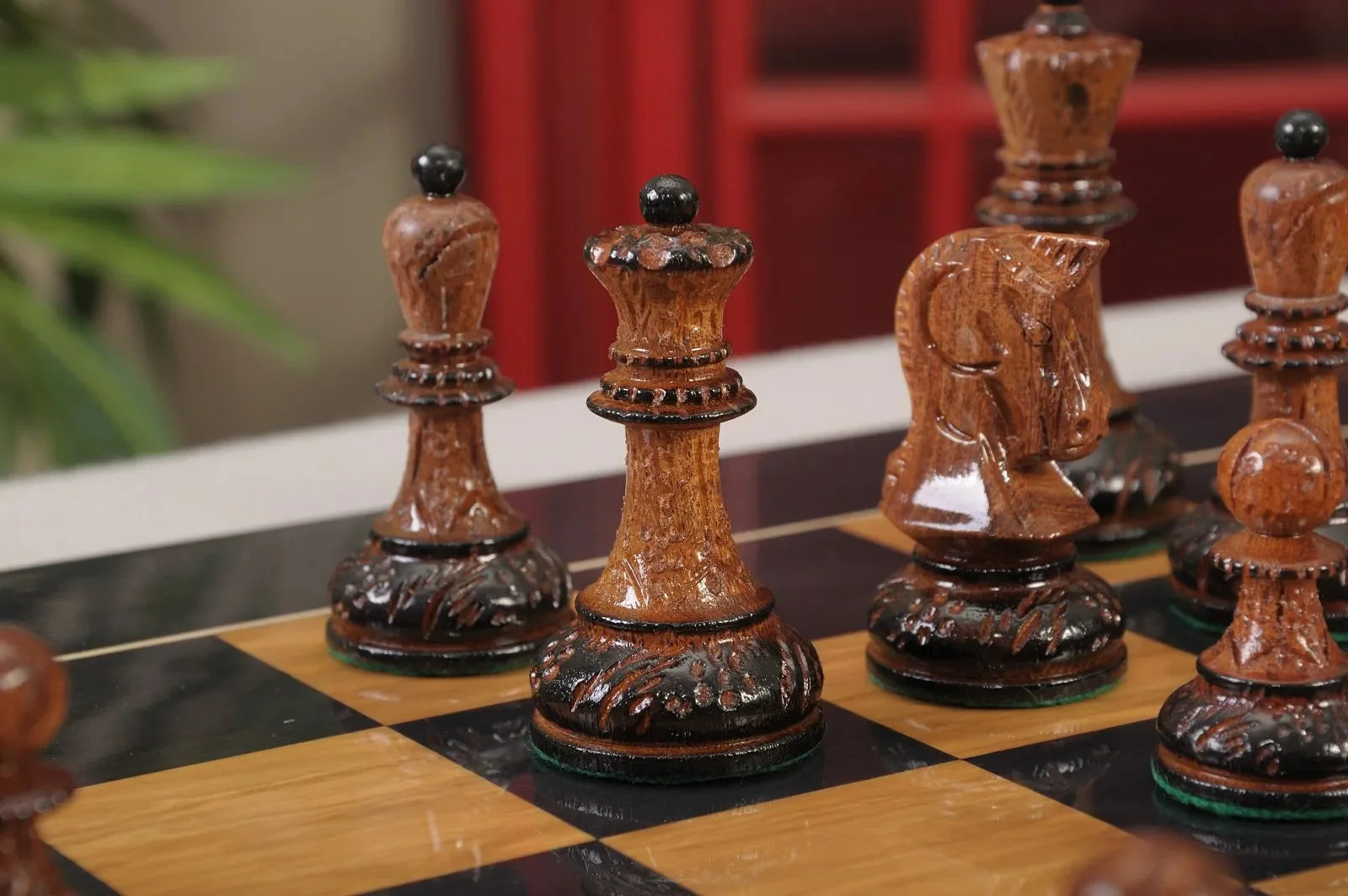 The Burnt Golden Rosewood Dubrovnik Series Chess Set, Box, & Gloss Board Combination - Image 8