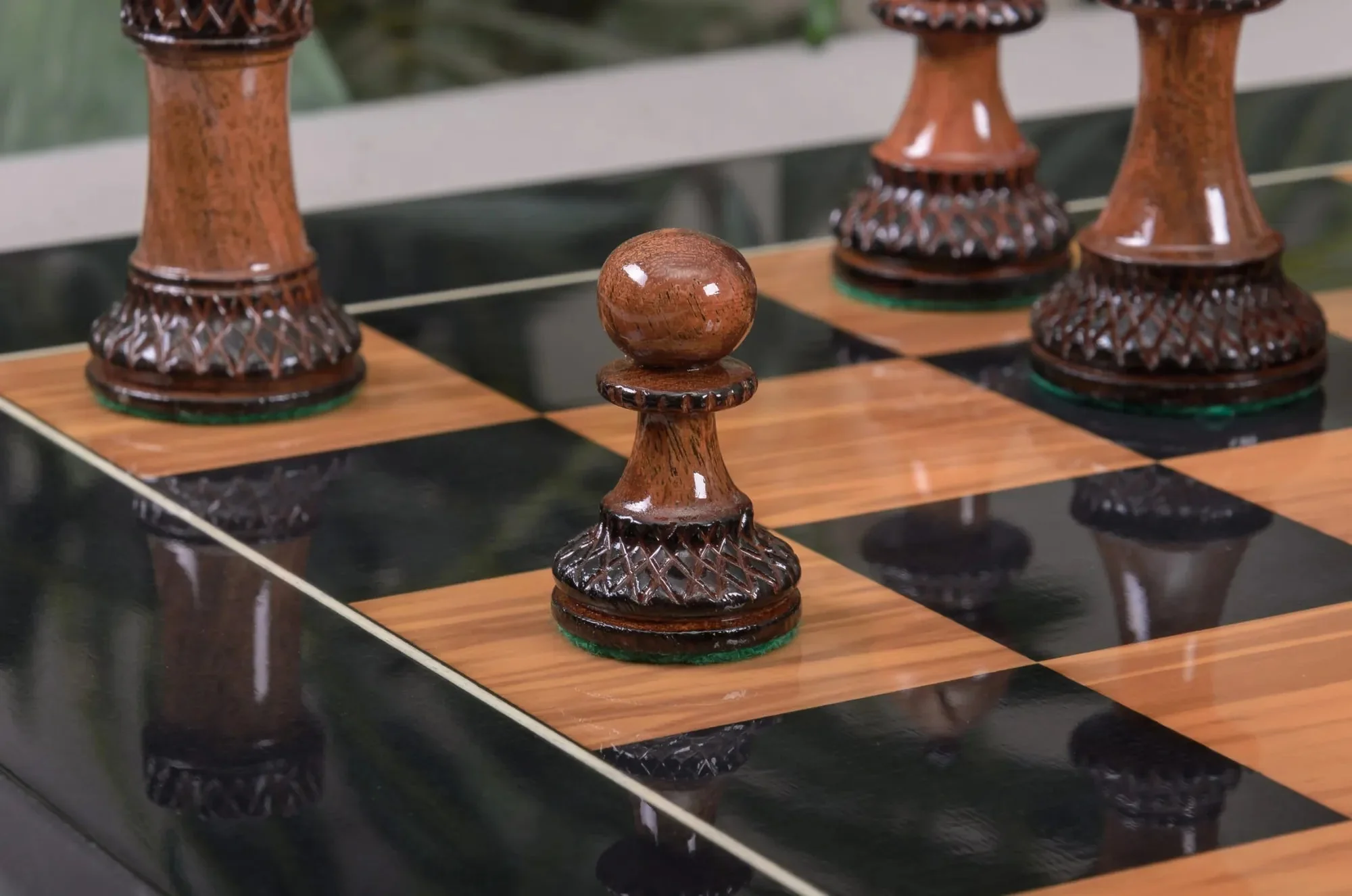 The Burnt Golden Rosewood Grandmaster Series Chess Set, Box, & Gloss Board Combination - Image 13