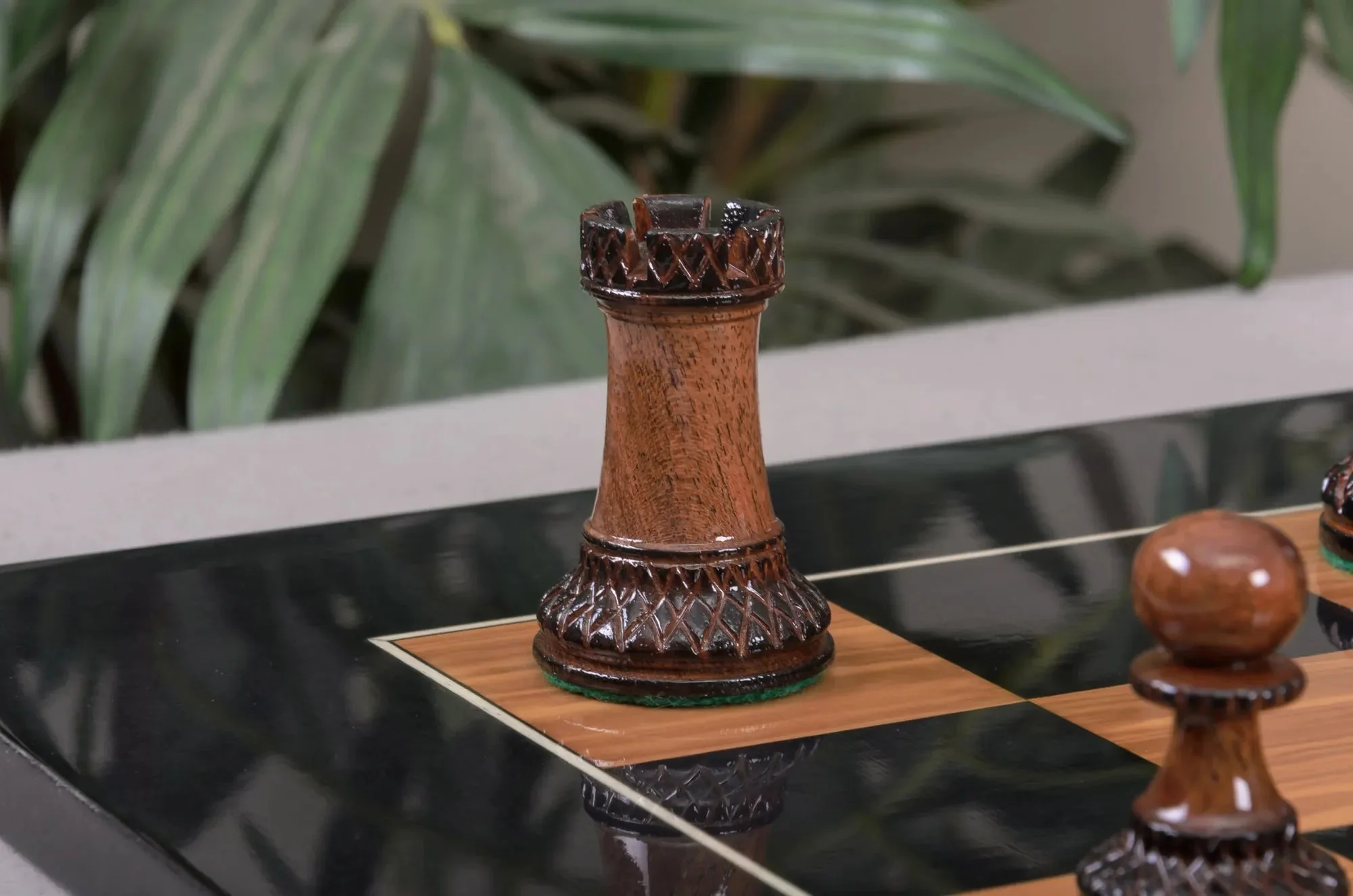 The Burnt Golden Rosewood Grandmaster Series Chess Set, Box, & Gloss Board Combination - Image 4