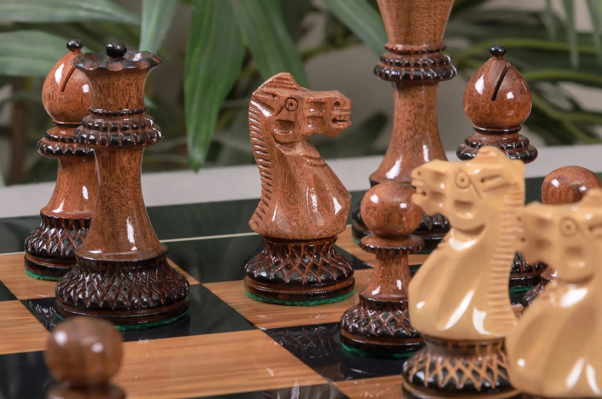 The Burnt Golden Rosewood Grandmaster Series Chess Set, Box, & Gloss Board Combination - Image 6