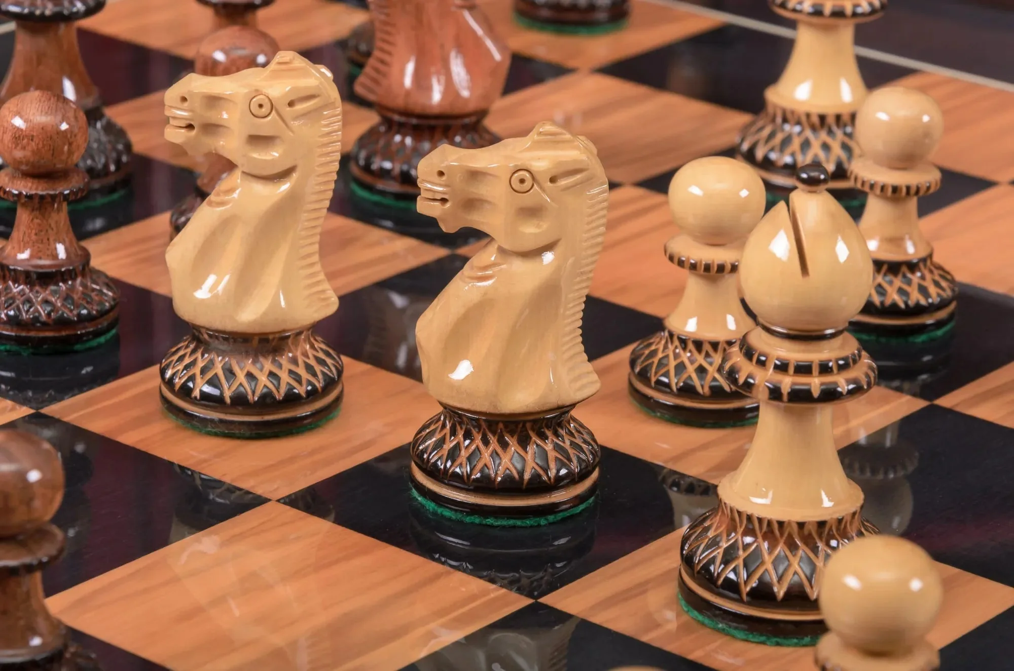 The Burnt Golden Rosewood Grandmaster Series Chess Set, Box, & Gloss Board Combination - Image 8