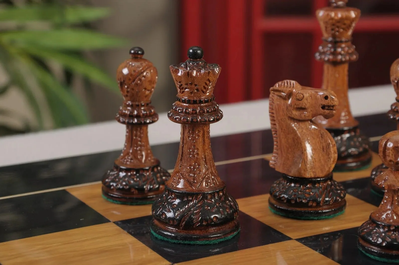 The Burnt Golden Rosewood Reykjavik II Series Chess Set, Box, & Gloss Board Combination - Image 8