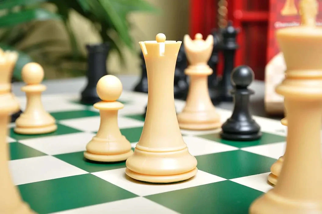 The Hastings Series Plastic Chess Pieces - 3.875" King - Black & Natural - Image 2