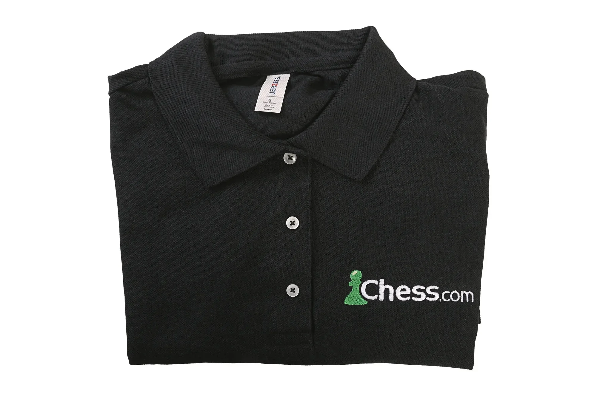 Chesscom New Black Polo-Womens-Black-Small (S) - Image 2