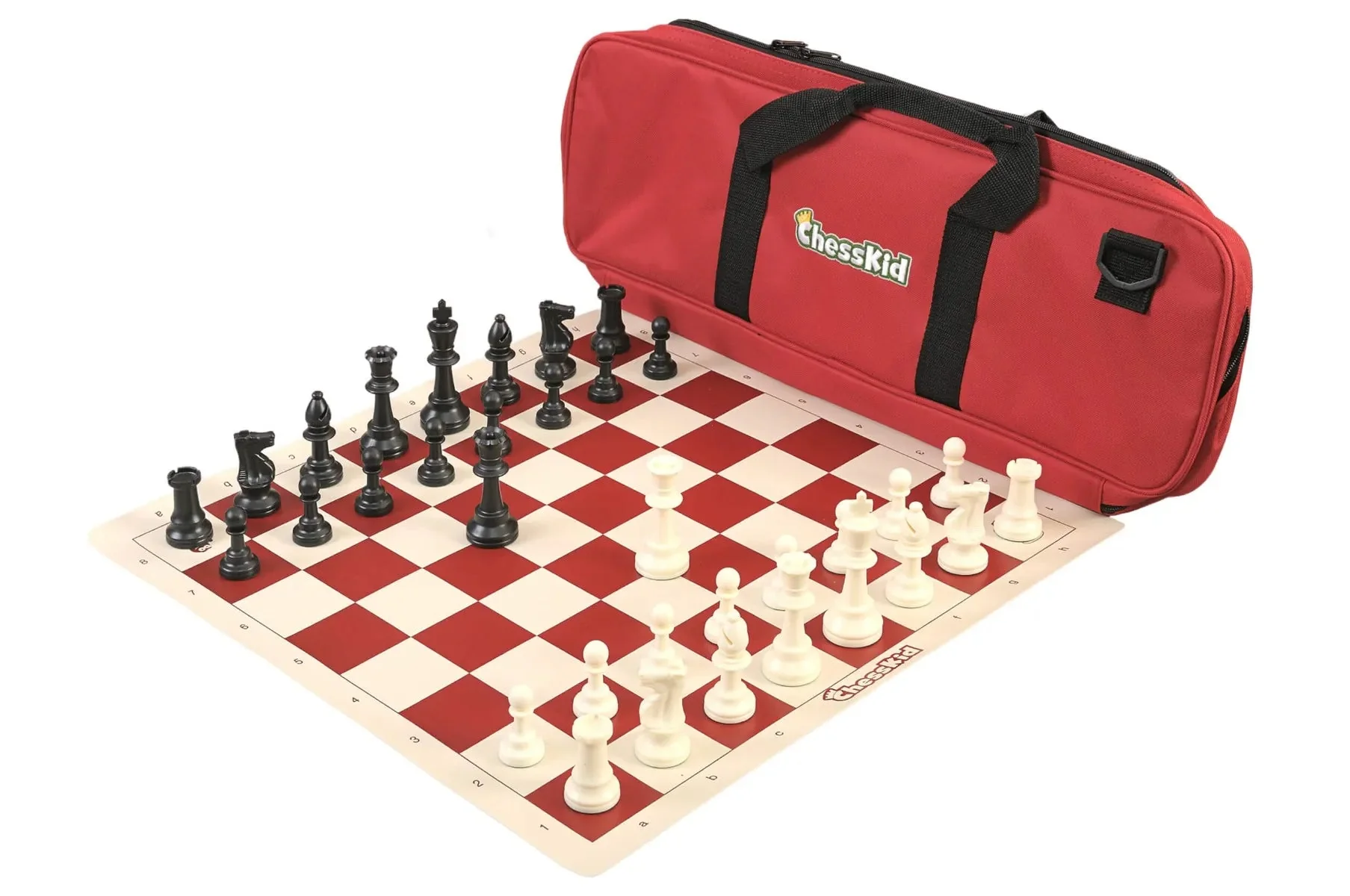 ChessKid Deluxe Chess Set Combination and Single Weighted Regulation Pieces | Vinyl Chess Board | Deluxe Bag - Image 4