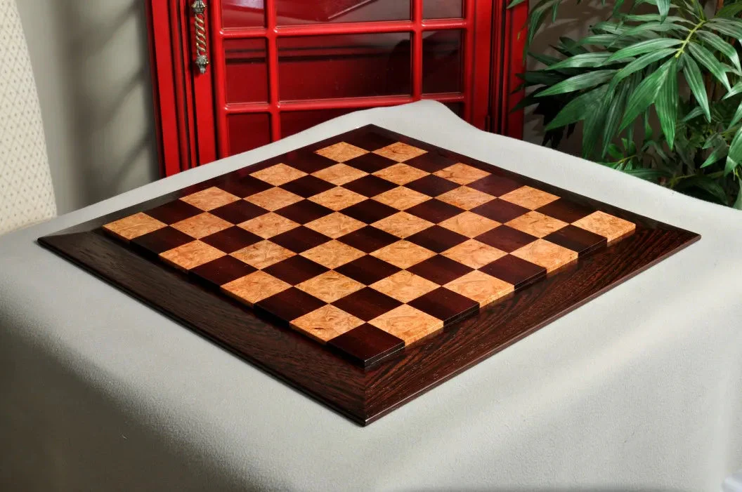 PRE-ORDER - Custom Contemporary Chess Board - African Palisander / Maple Burl - 2.5" Squares