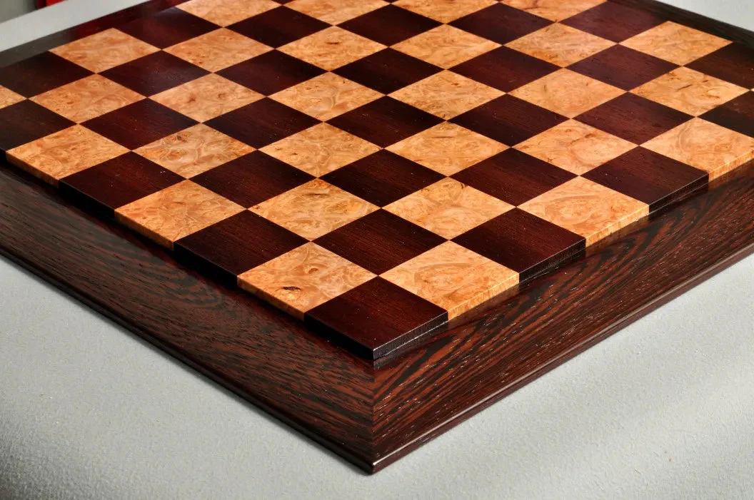 PRE-ORDER - Custom Contemporary Chess Board - African Palisander / Maple Burl - 2.5" Squares - Image 2