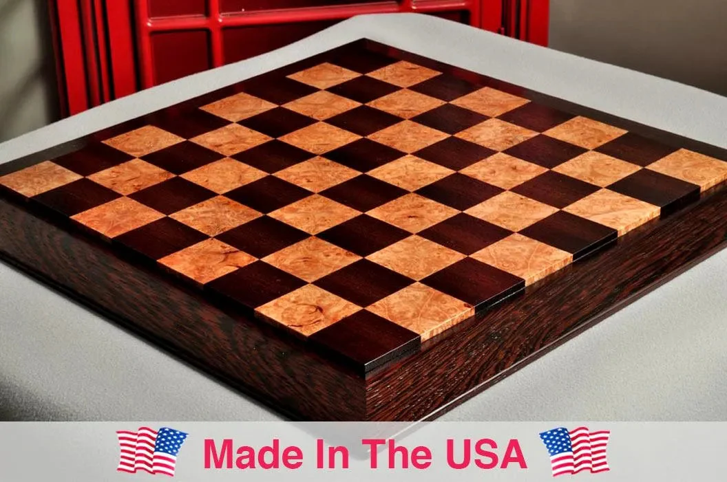 PRE-ORDER - Custom Contemporary Chess Board - African Palisander / Maple Burl - 2.5" Squares - Image 6