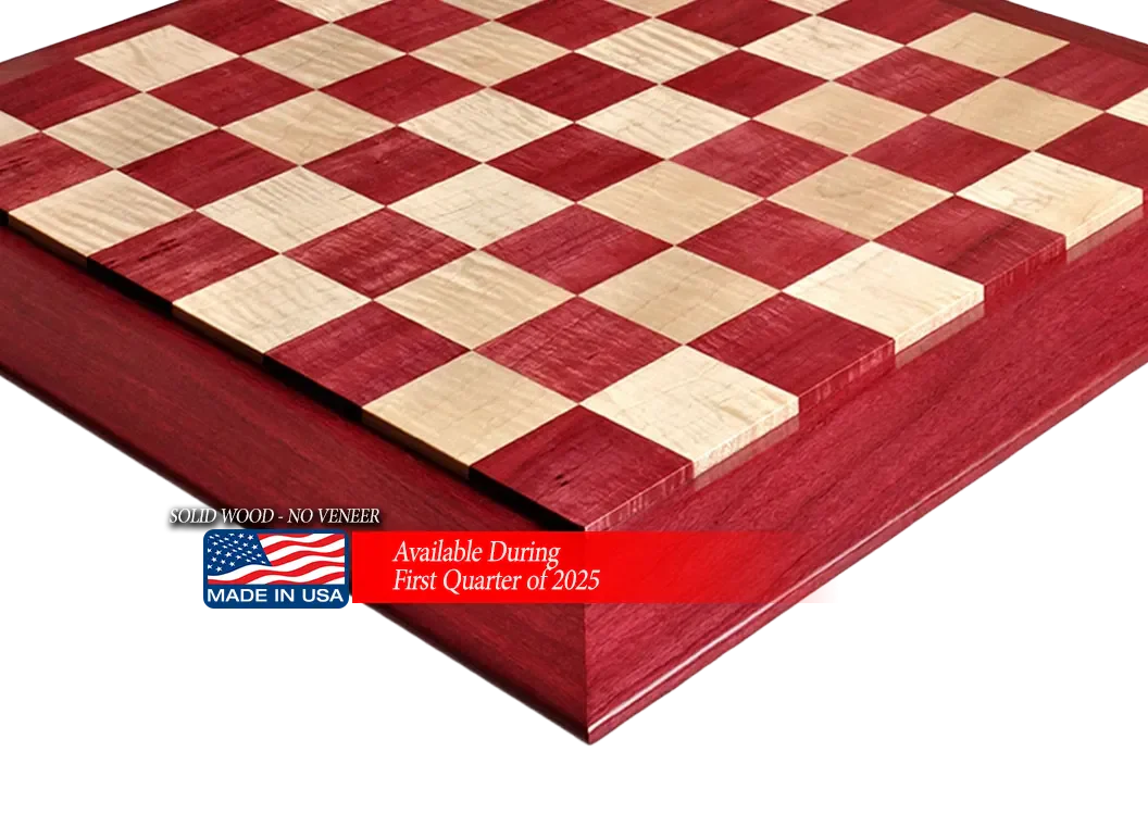 Custom Contemporary Chess Board - Purpleheart / Curly Maple - 2.5" Squares - Image 7