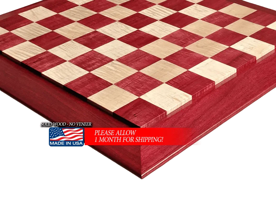 Custom Contemporary Chess Board - Purpleheart / Curly Maple - 2.5" Squares - Image 8