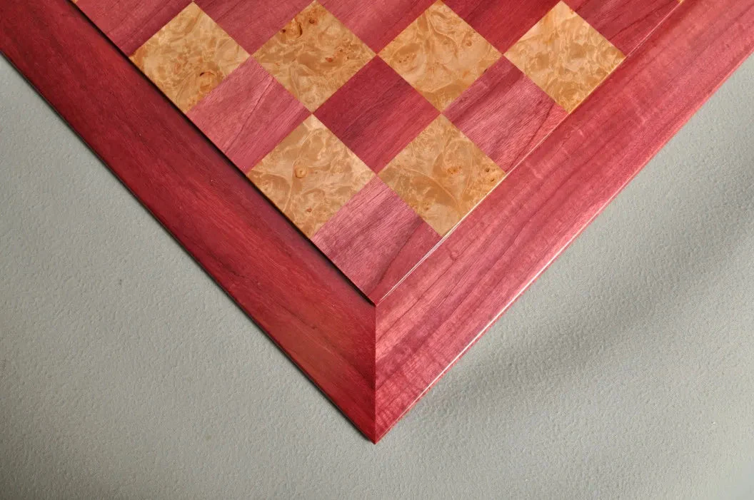 PRE-ORDER - Custom Contemporary Chess Board - Purpleheart / Maple Burl - 2.5" Squares - Image 3