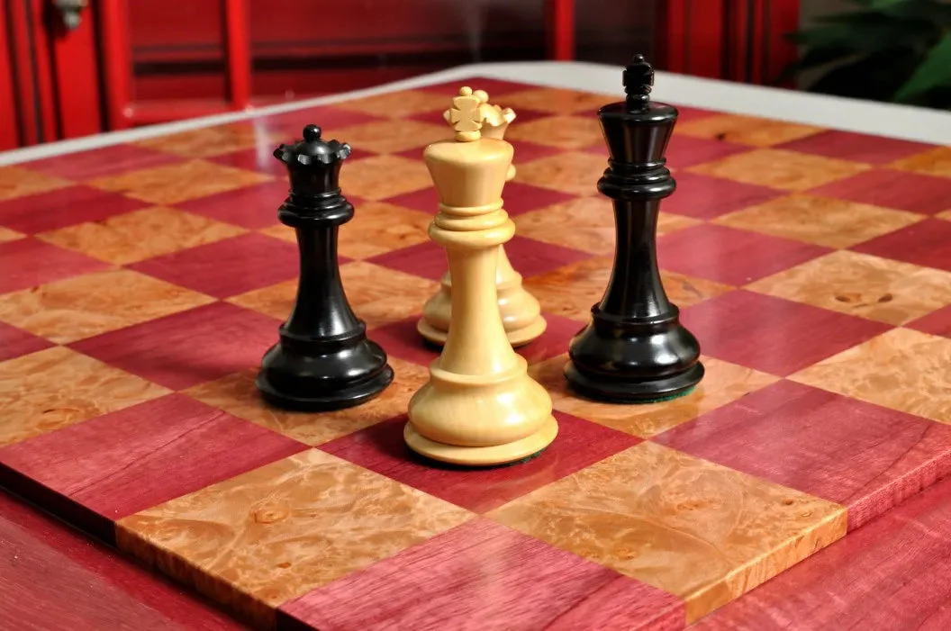 Custom Contemporary Chess Board - Purpleheart / Maple Burl - 2.5" Squares - Image 4