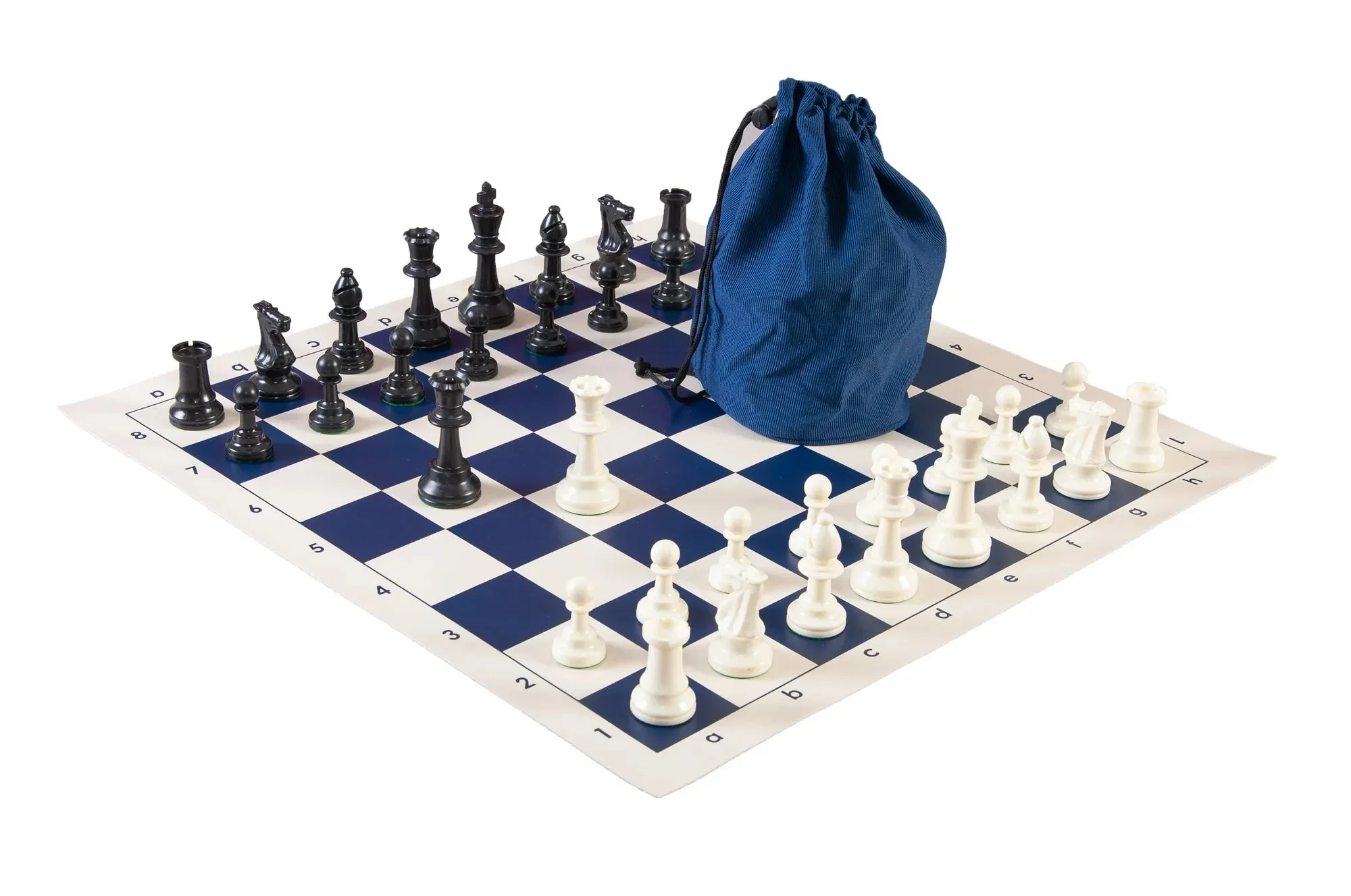 Drawstring Chess Set Combination - Triple Weighted Regulation Pieces | Vinyl Chess Board | Drawstring Bag - Image 7