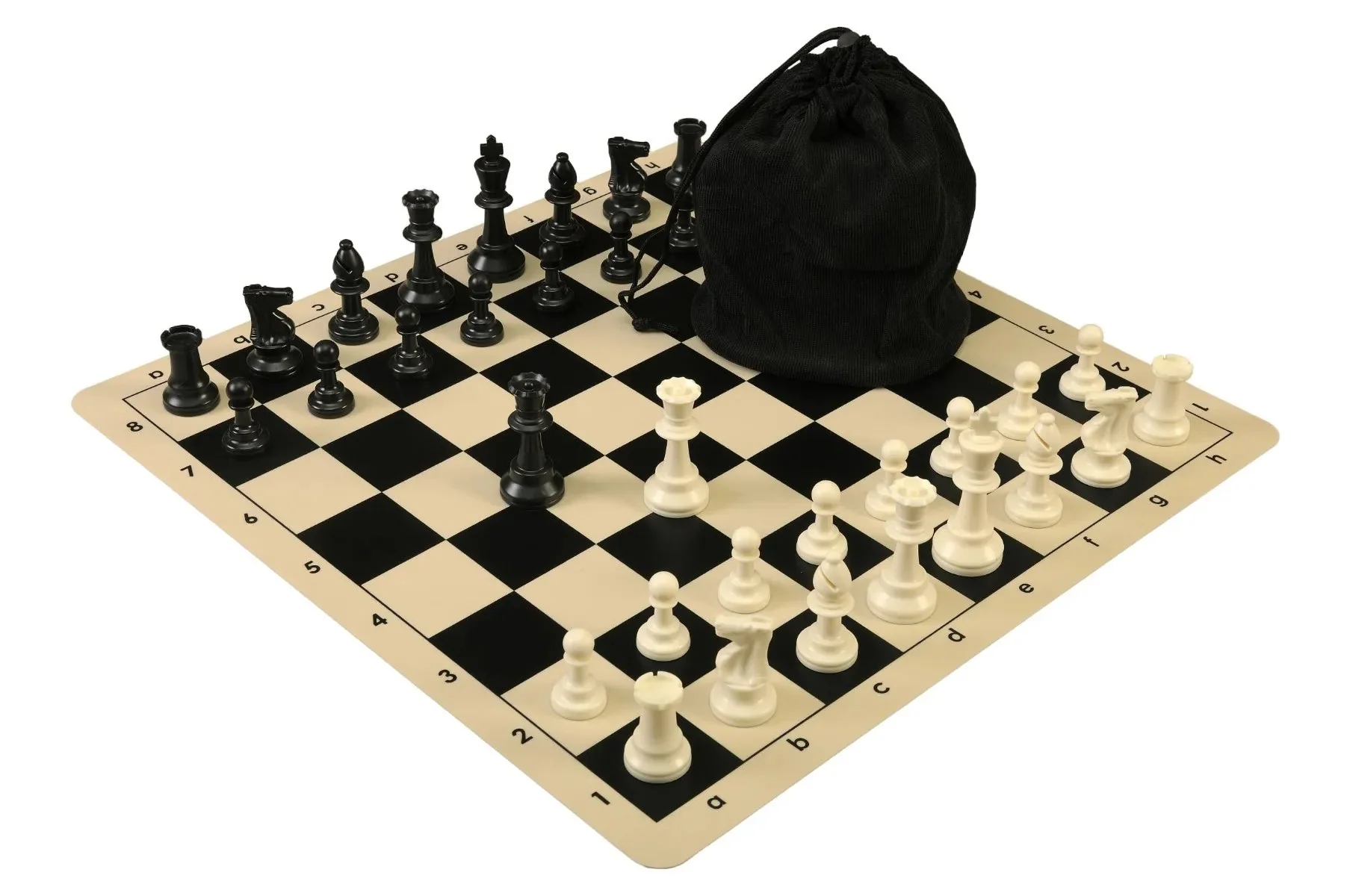 Drawstring Chess Set Combination with Silicone Chess Board and Single Weighed Pieces
