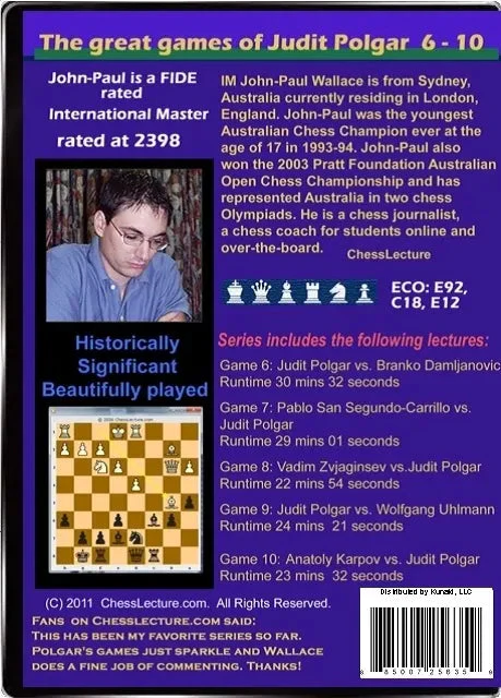 E-DVD The Great Games of Judit Polgar - 2 DVD's - Chess Lecture - Volume 31 - Image 2