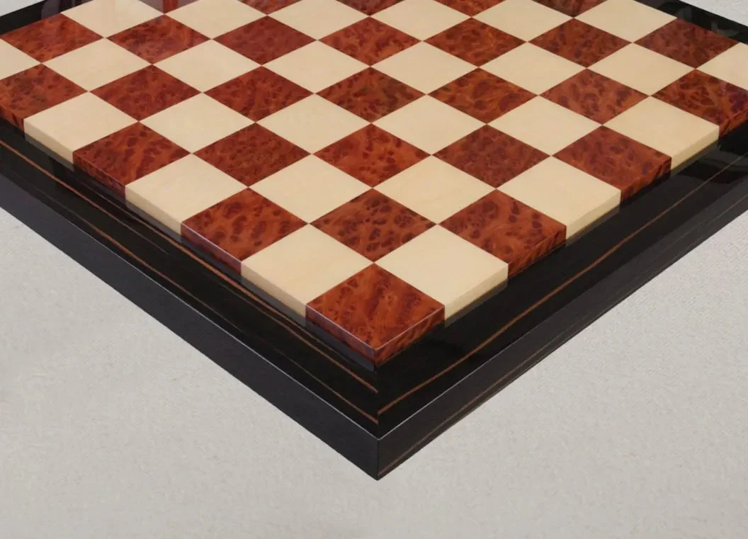 EBONY FRAME - Vavona Burl & Maple Superior Contemporary Chess Board - 2.5" - Image 2