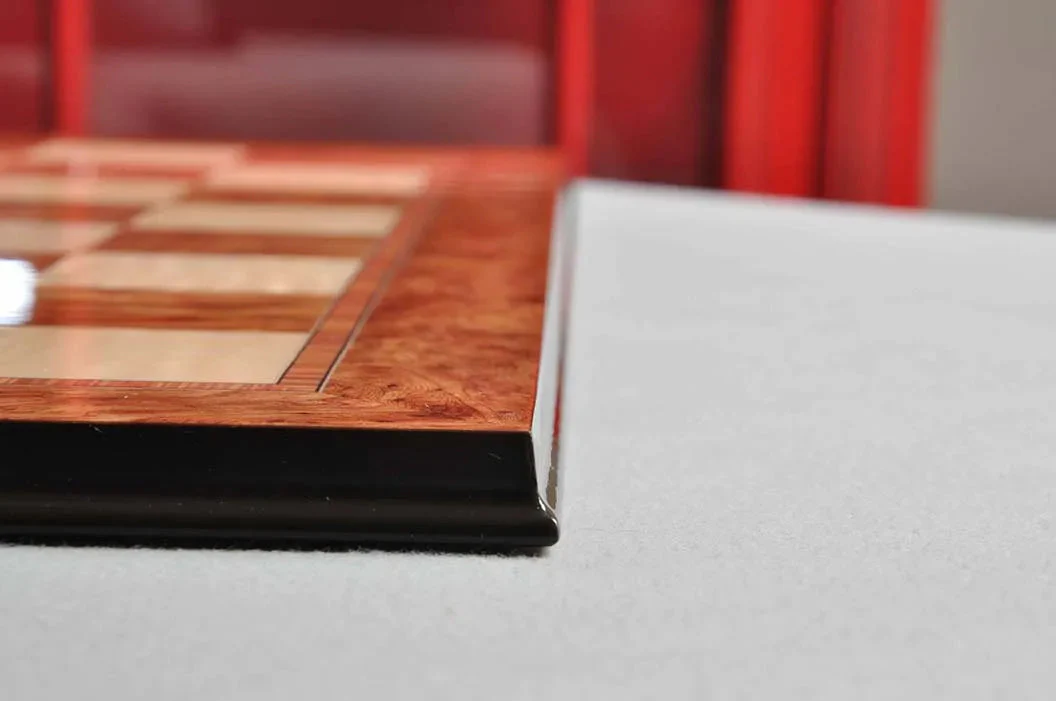 Elm Burl & Maple Superior Traditional Chess Board - 2.5" - GLOSS - Image 2