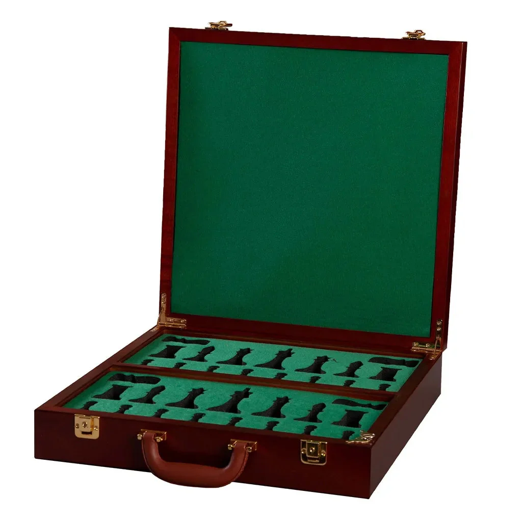 Fitted Briefcase Chess Box in Mahogany - No Logo