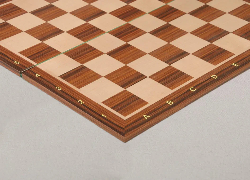 Folding Burmese Rosewood and Maple Wooden Chess Board - 2.25" With Notation & Logo - Image 2