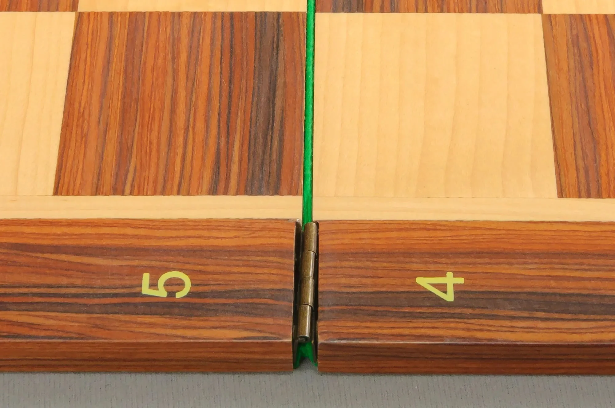 Folding Burmese Rosewood and Maple Wooden Chess Board - 2.25" With Notation & Logo - Image 4