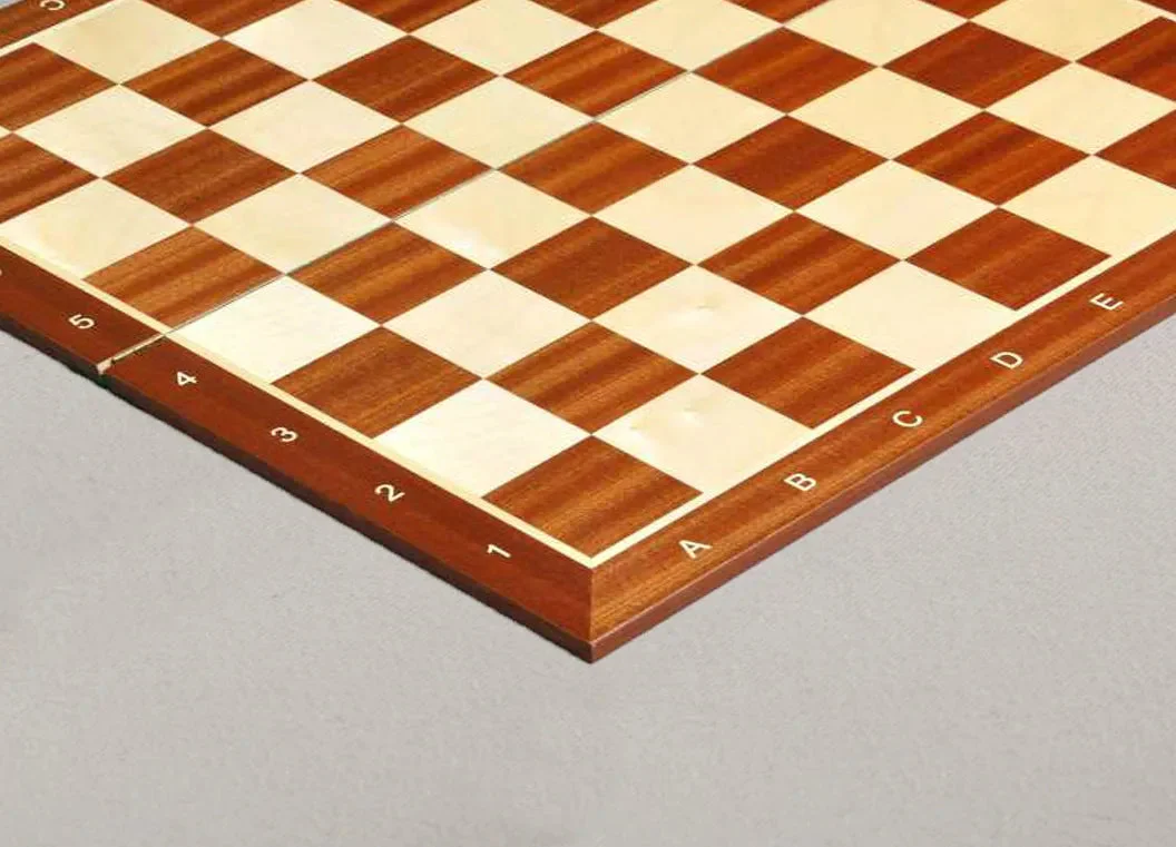 Folding Mahogany and Maple Wooden Chess Board - 2.25" With Notation & Logo - Image 2