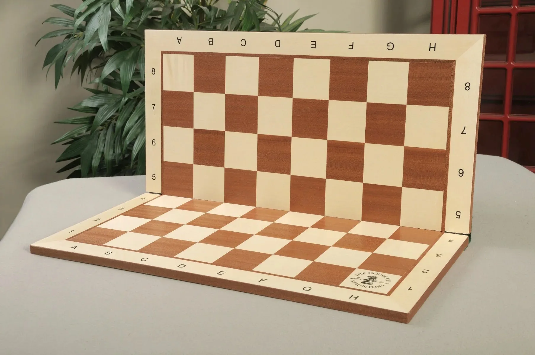 Folding Maple & Mahogany Wooden Chess Board - 2.25" With Notation & Logo - Image 3
