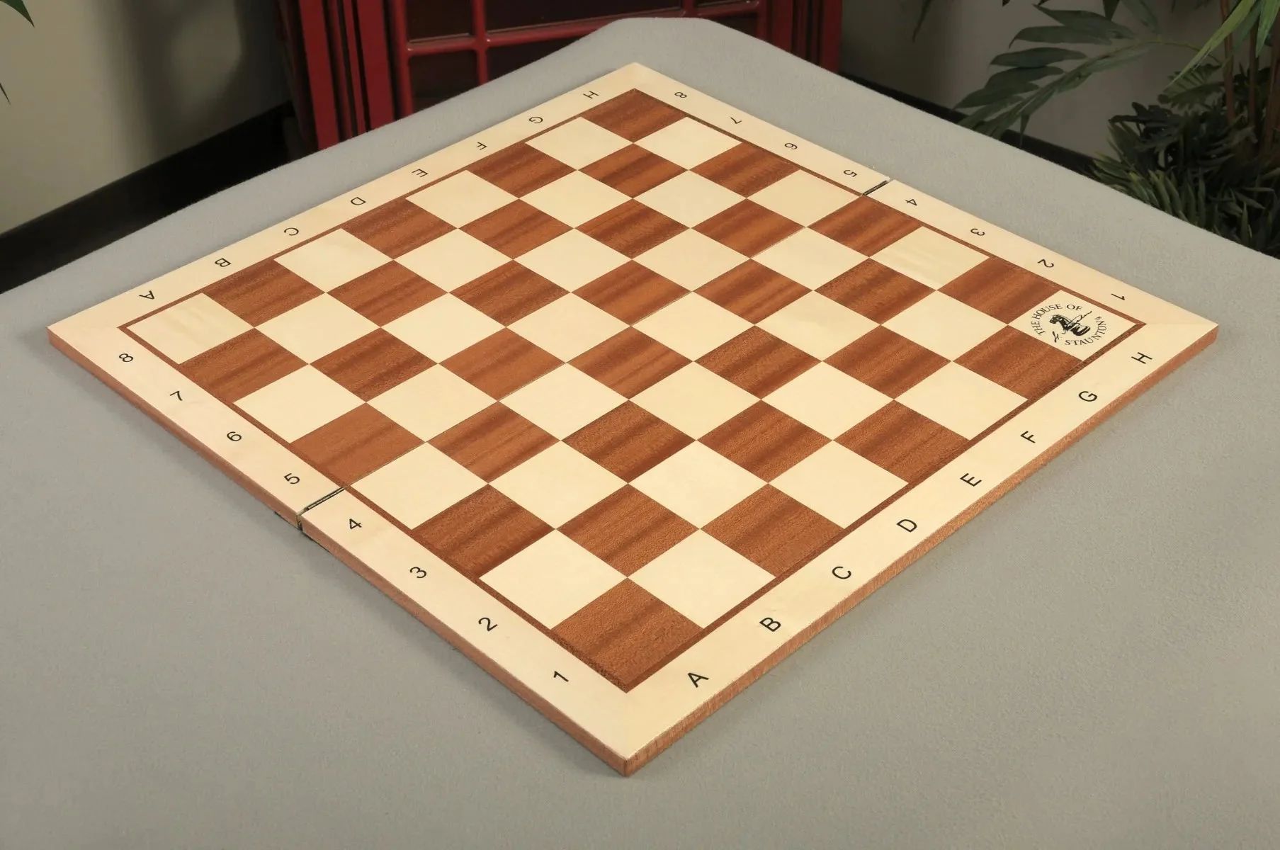 Folding Maple & Mahogany Wooden Chess Board - 2.25" With Notation & Logo - Image 4