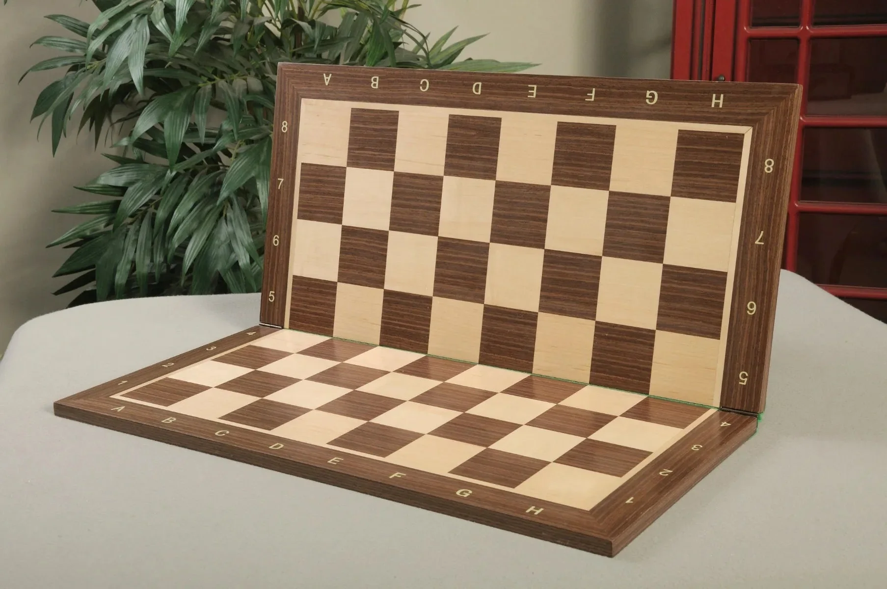 Folding Striped Ebony and Maple Wooden Chess Board - 2.25" With Notation - Image 2