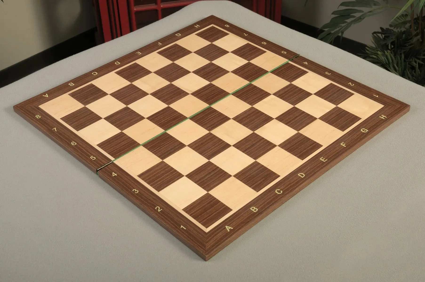 Folding Striped Ebony and Maple Wooden Chess Board - 2.25" With Notation - Image 3