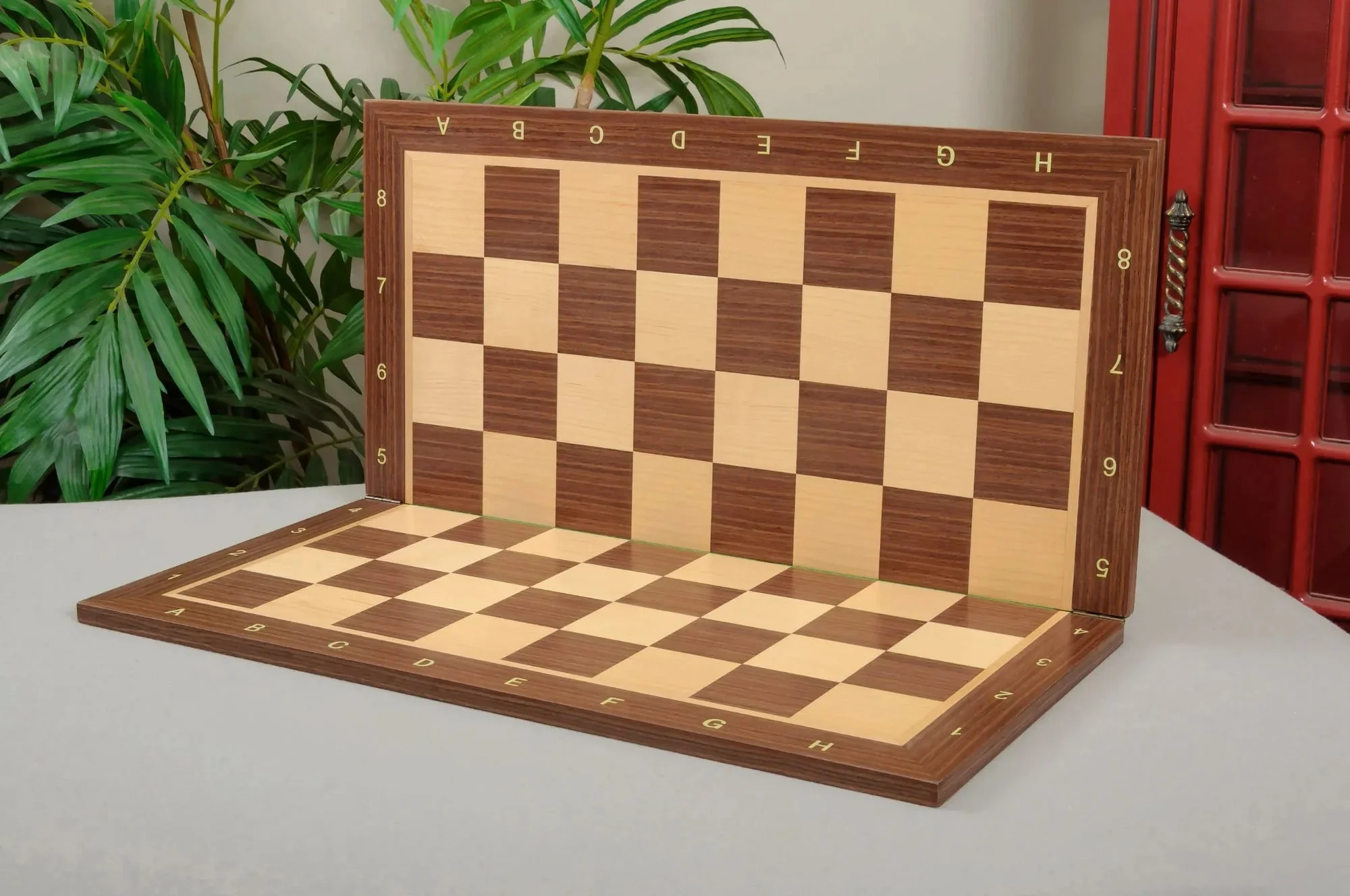 Folding Striped Ebony and Maple Wooden Chess Board - 2.25" With Notation - Image 4