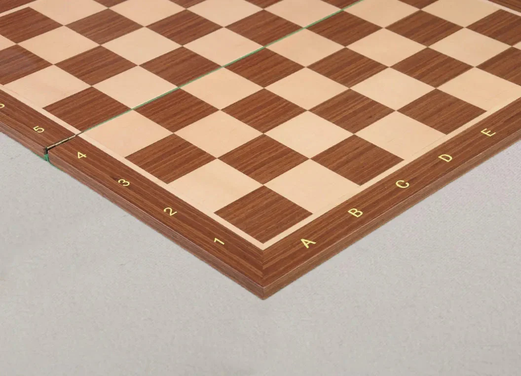 Folding Striped Ebony and Maple Wooden Chess Board - 2.25" With Notation & Logo - Image 2