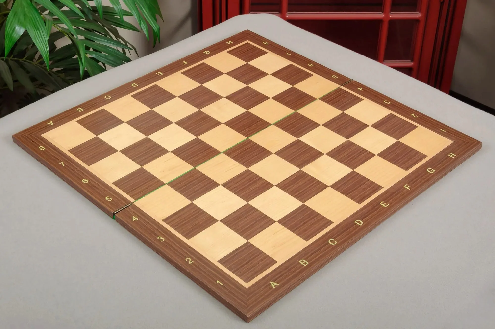 Folding Striped Ebony and Maple Wooden Chess Board - 2.25" With Notation