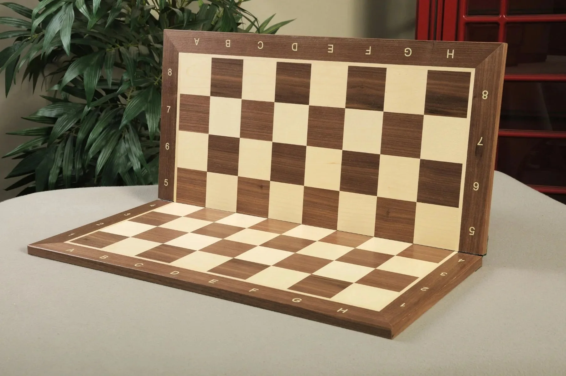 Folding Walnut & Maple Wooden Chess Board - 2.25" With Notation - Image 2
