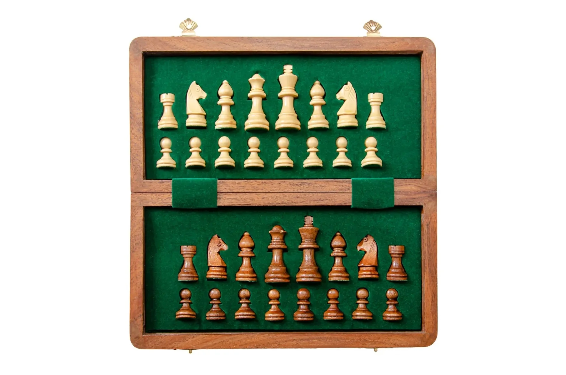 FOLDING WOODEN MAGNETIC Travel Chess Set - 10" - Image 3
