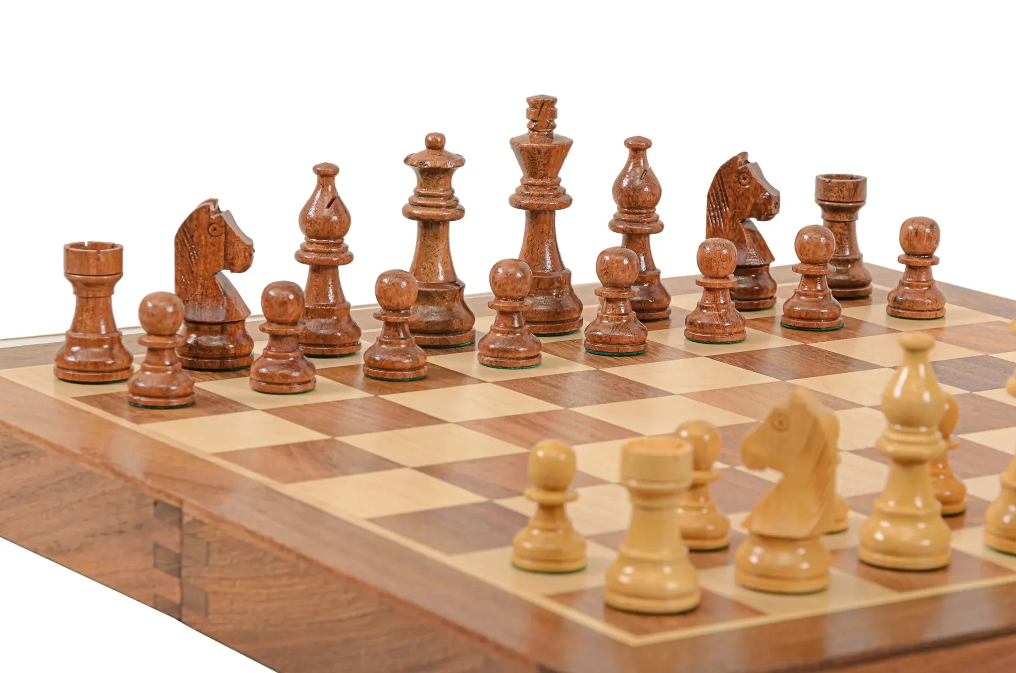 FOLDING WOODEN MAGNETIC Travel Chess Set - 14" - Image 4