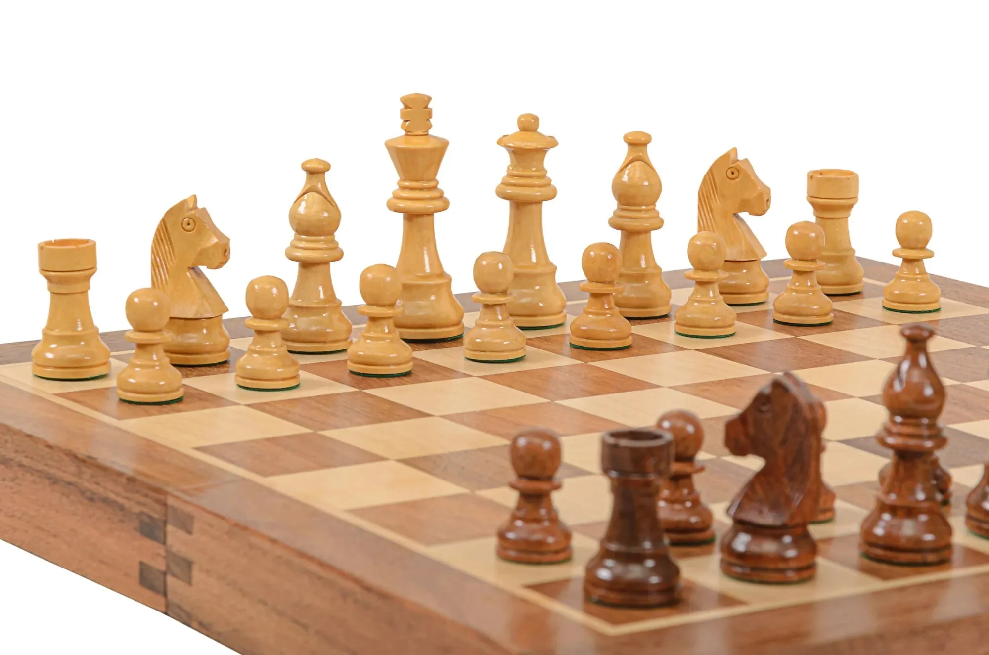 FOLDING WOODEN MAGNETIC Travel Chess Set - 14" - Image 5