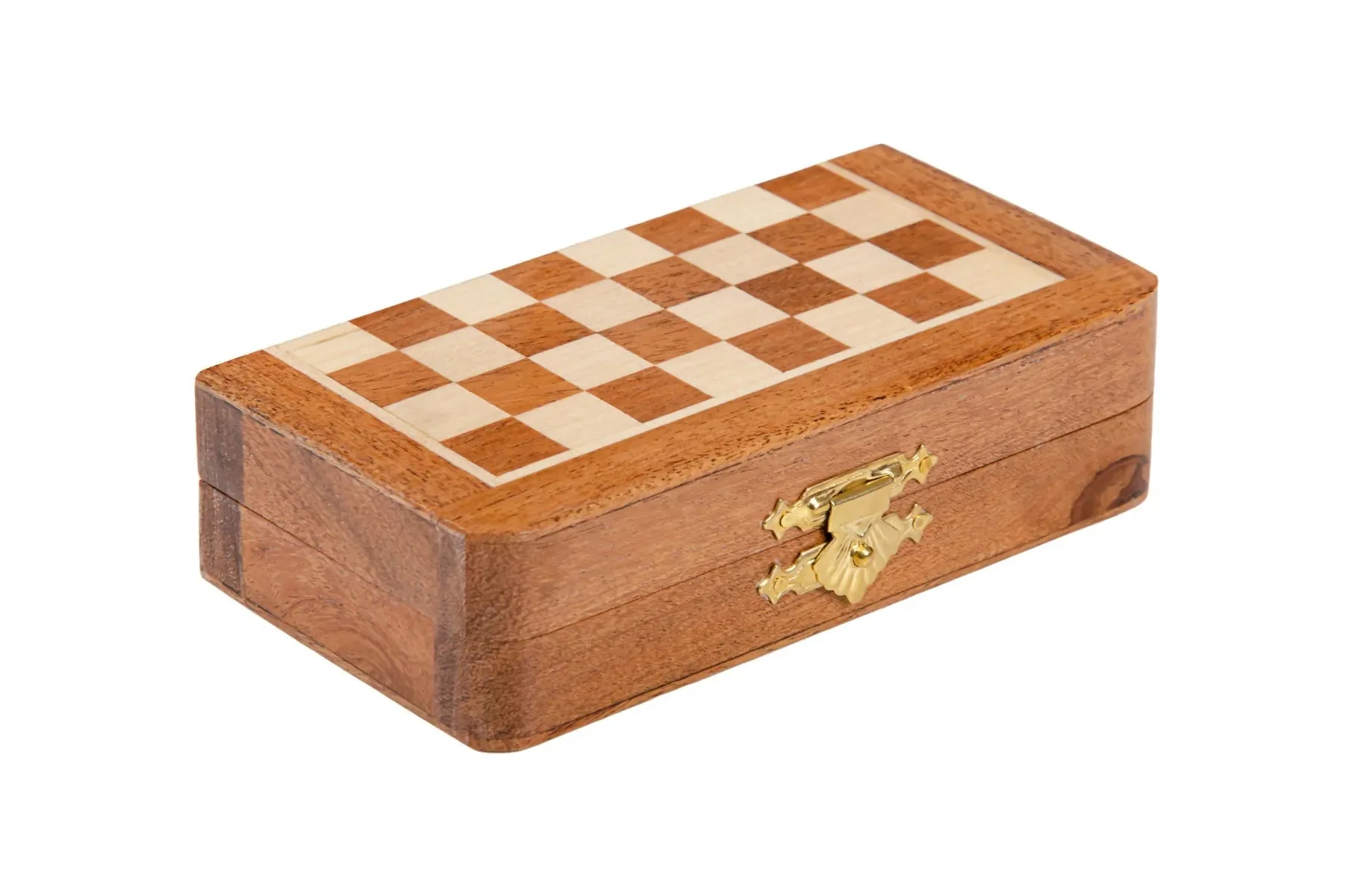 FOLDING WOODEN MAGNETIC Travel Chess Set - 5" - Image 2